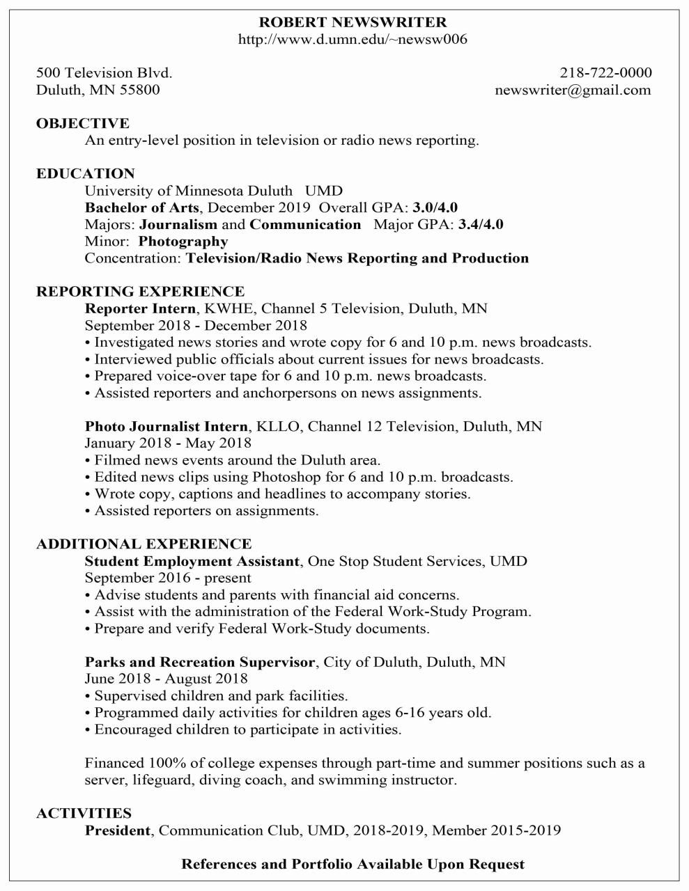 Federal Resume Example 2019