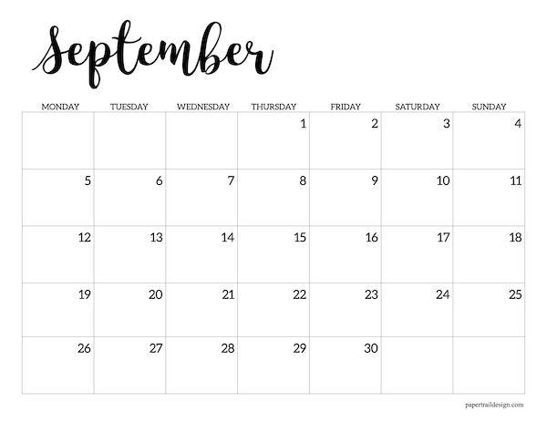 September Calendar 2022 Design
