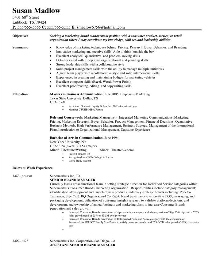 Marketing Manager Cv Introduction