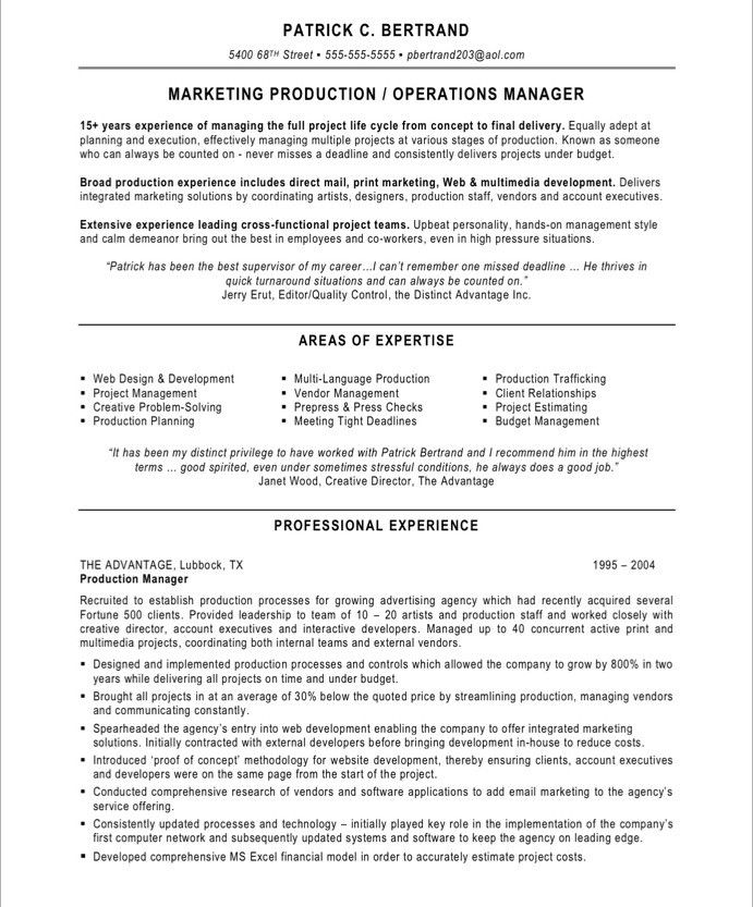 Production Manager Cv