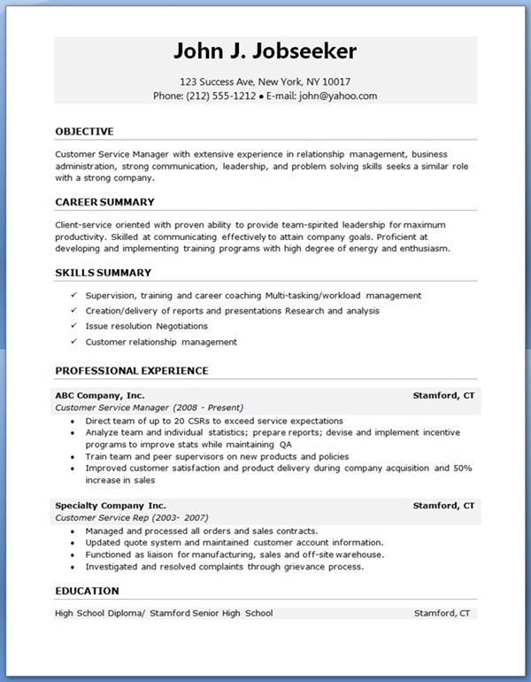 Professional Resume Examples Free