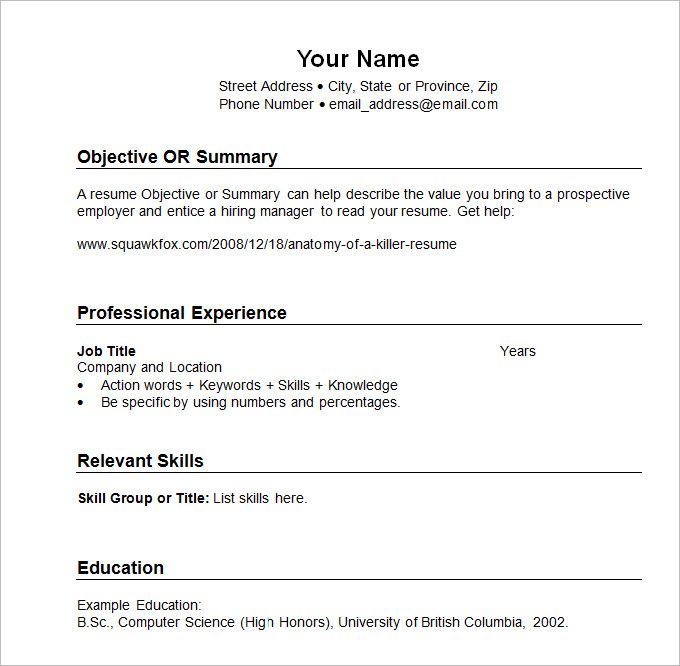 Chronological Format Resume Example