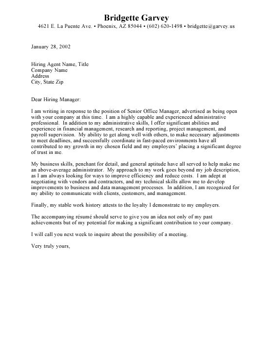 Example Of Application Letter For Administrative Assistant