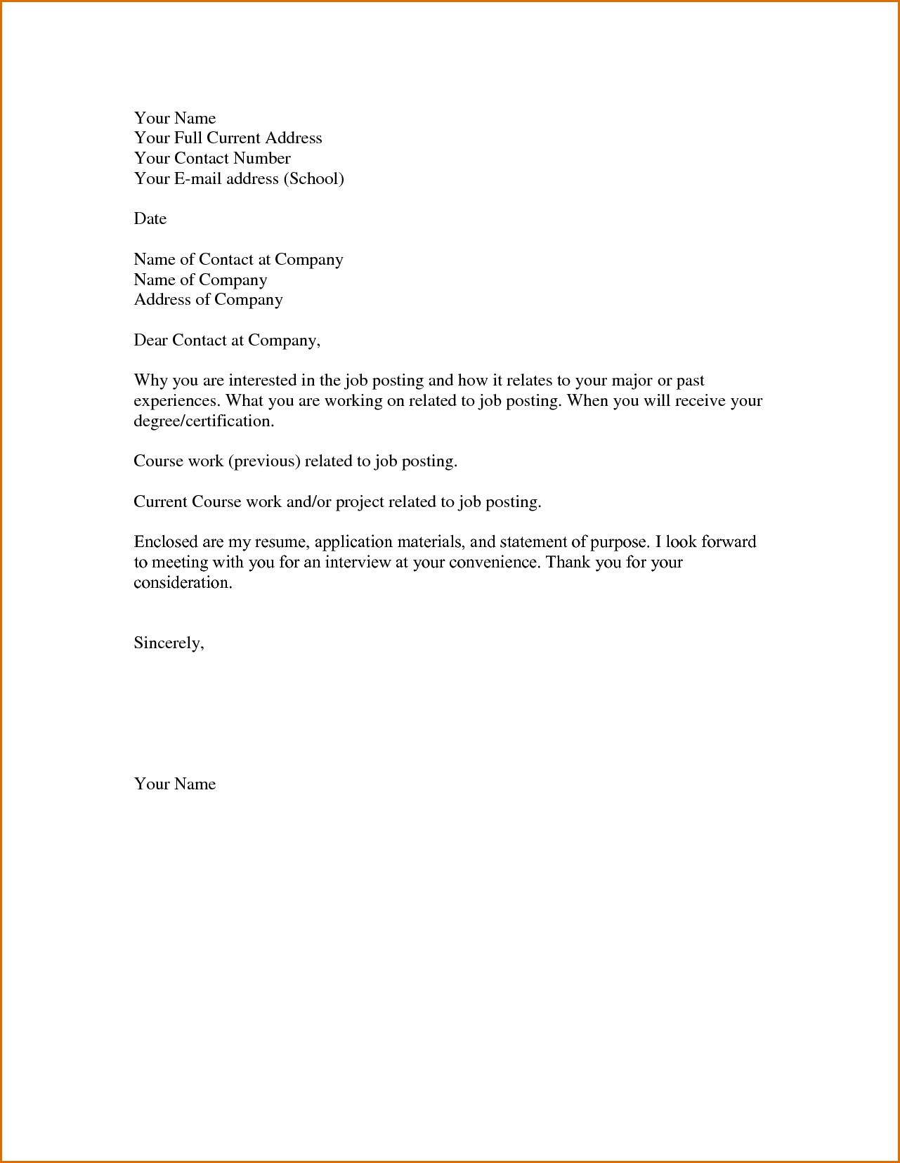 Simple Cover Letter Format