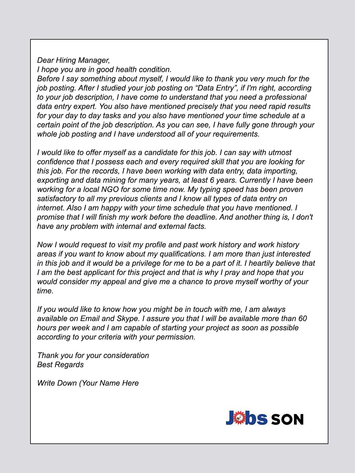 Upwork Proposal Cover Letter