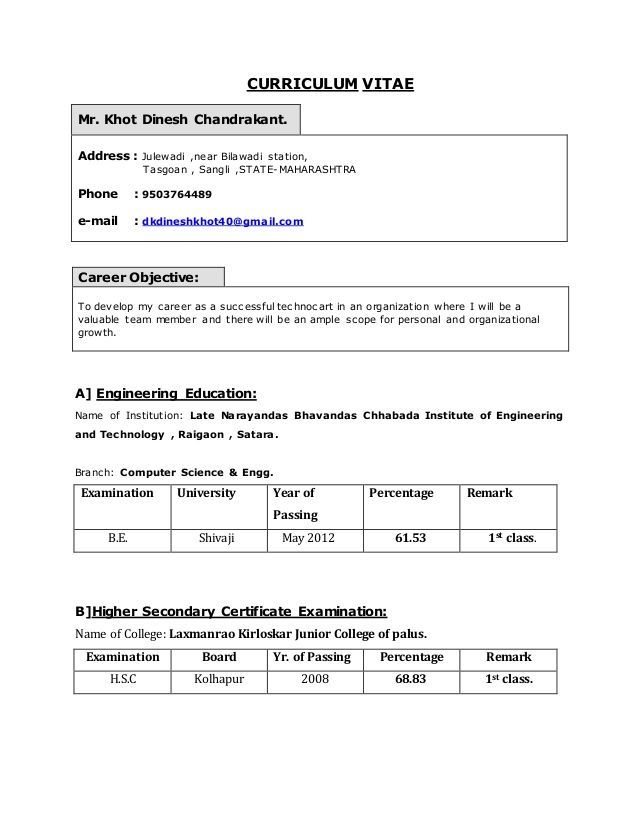 Latest Resume Samples For Experienced Candidates