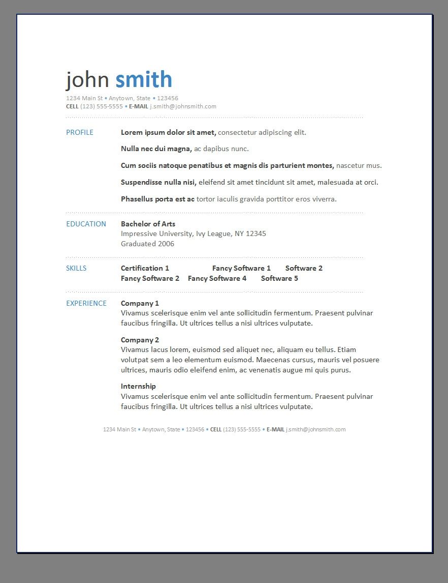 Student Resume Template Free Download