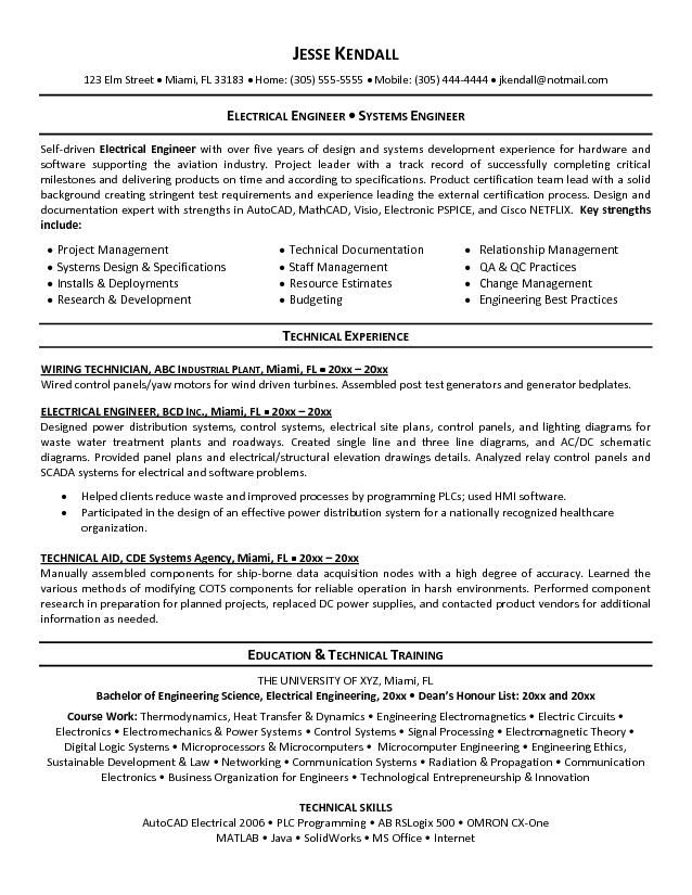 Electrical Engineer Resume Objective