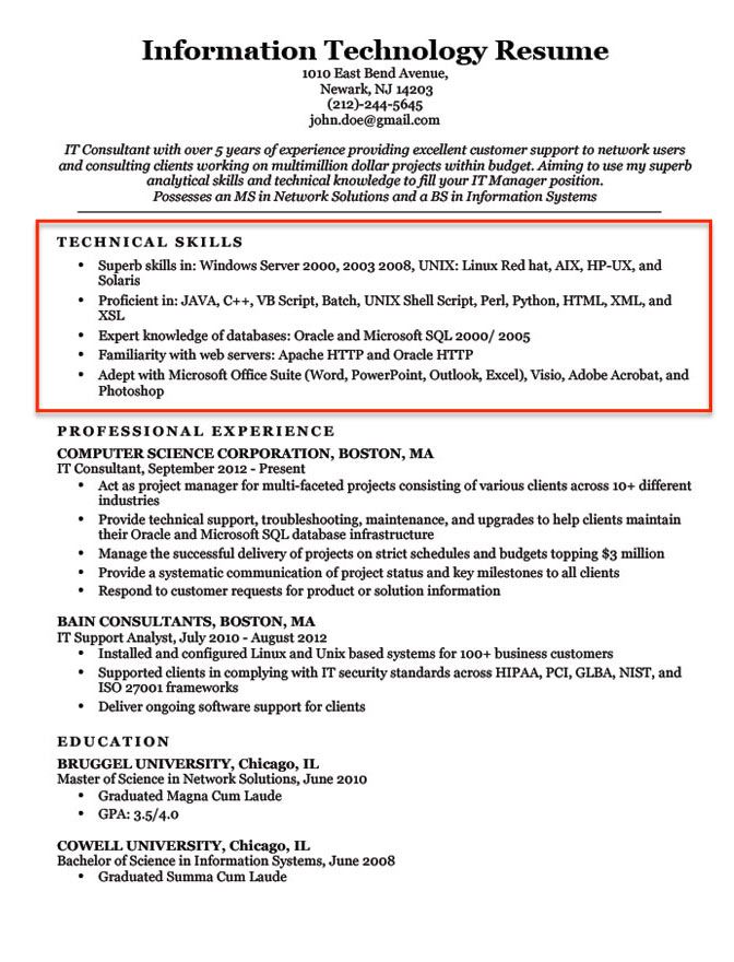 What To Write Under Technical Skills In Resume