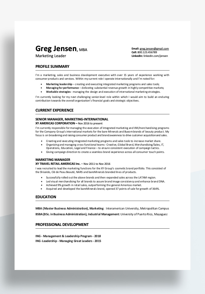 Chronological Resume Examples 2020