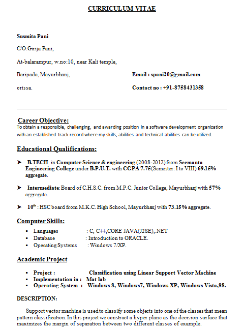 Best Resume Samples For Computer Science Students