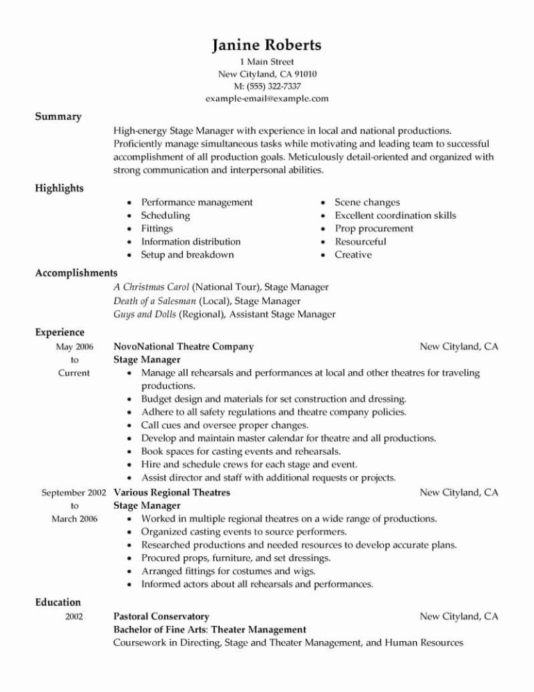 Supervisor Resume Summary Examples
