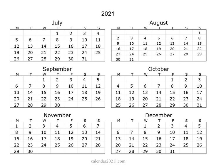 2021 Calendar Sample