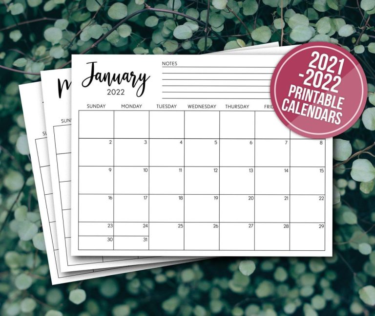 Printable Calendar 2022 With Design