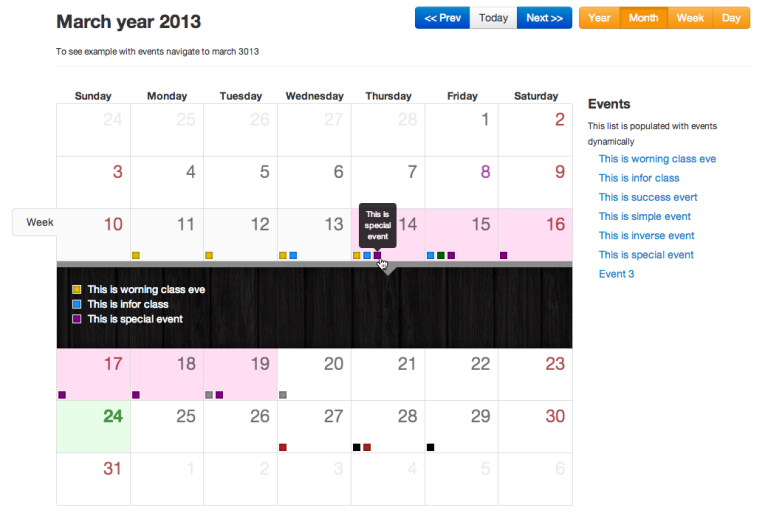Bootstrap 3 Calendar Design