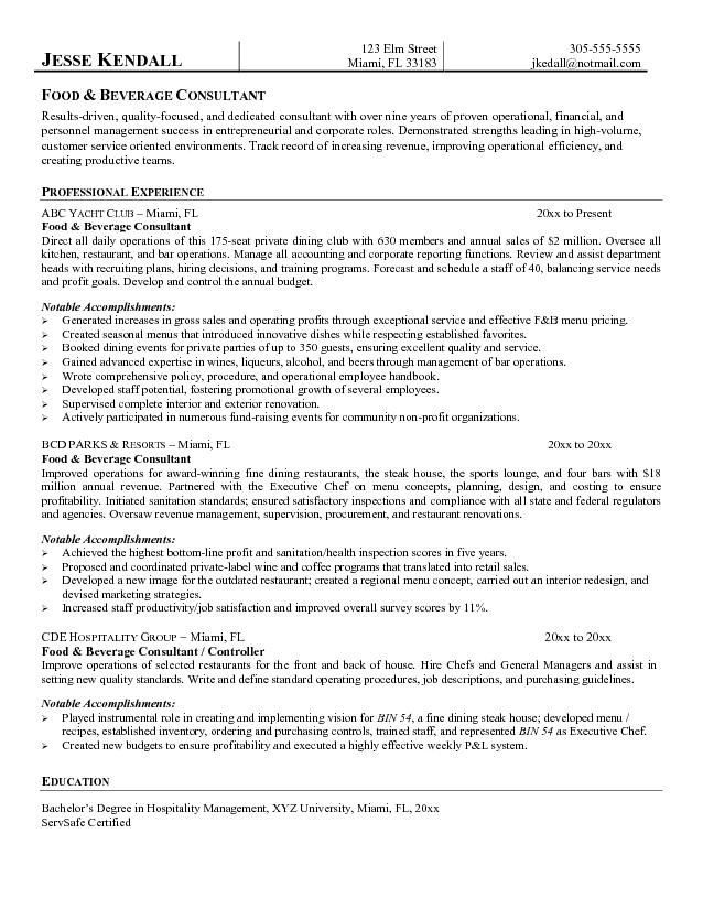 Private Chef Resume Examples