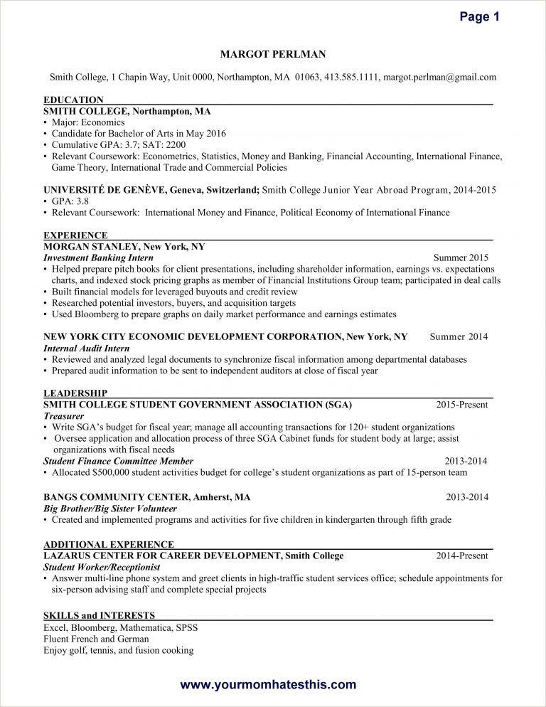 Sample Resume For Experience Candidate