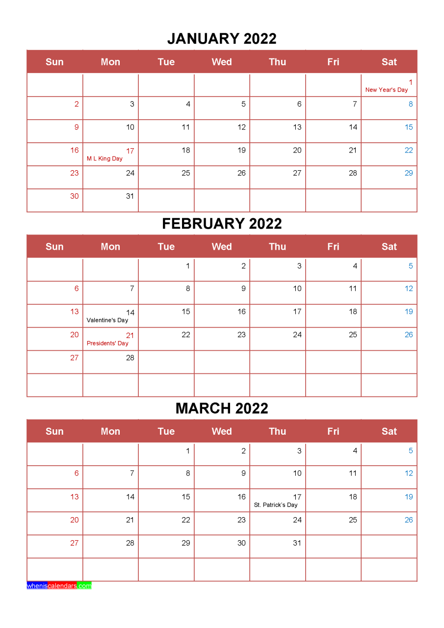 Calendar December 2021 January 2022 February 2022 March 2022