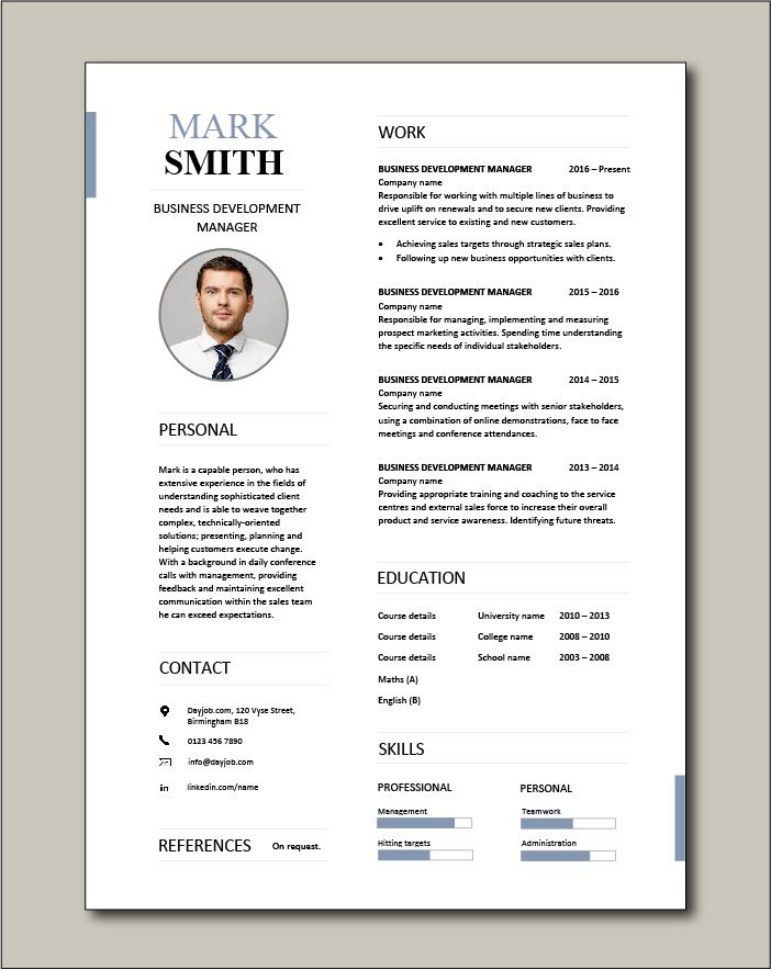 Business Development Manager Cv Template Free