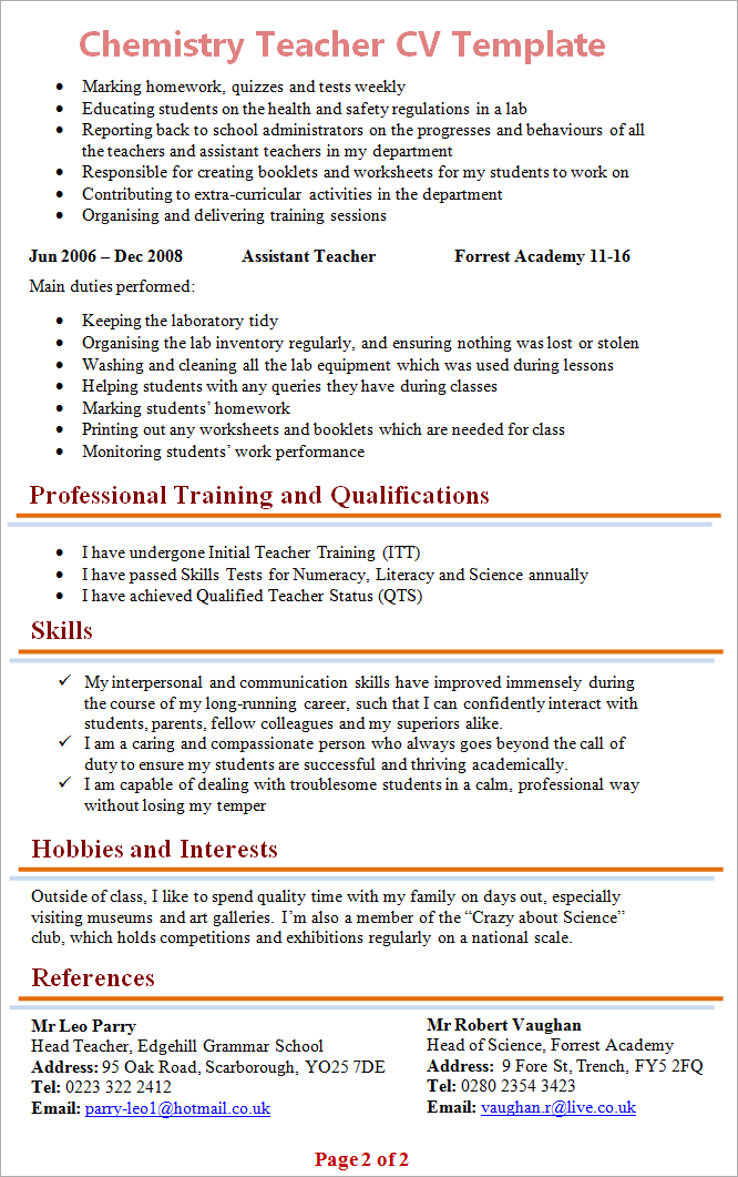 Cleaning Person Resume Sample