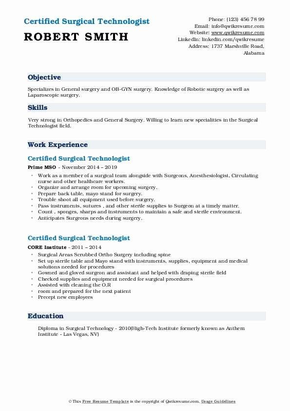 Surgical Tech Resume Examples