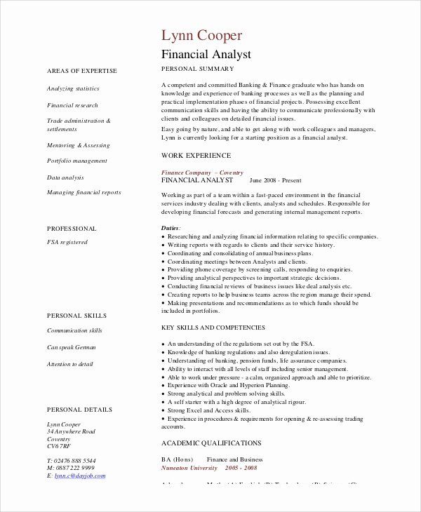 Financial Analyst Resume Examples 2020