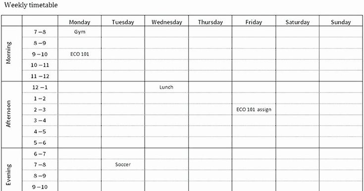 Weekly Study Planner Example