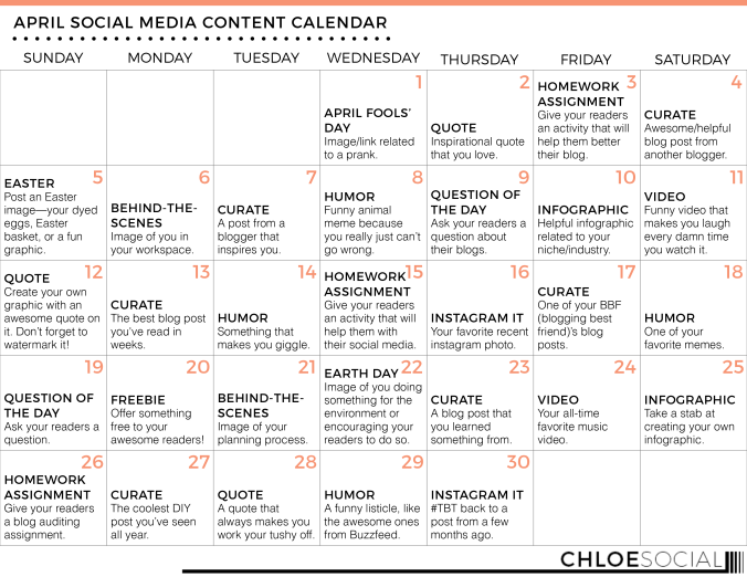 Example Of Social Media Content Calendar