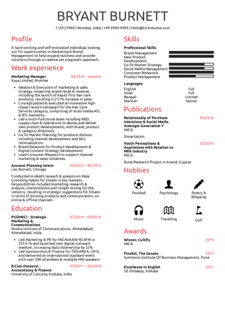 Marketing Manager Cv Template