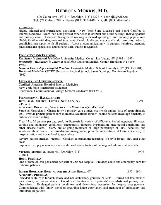 Curriculum Vitae Sample For Physician Assistant