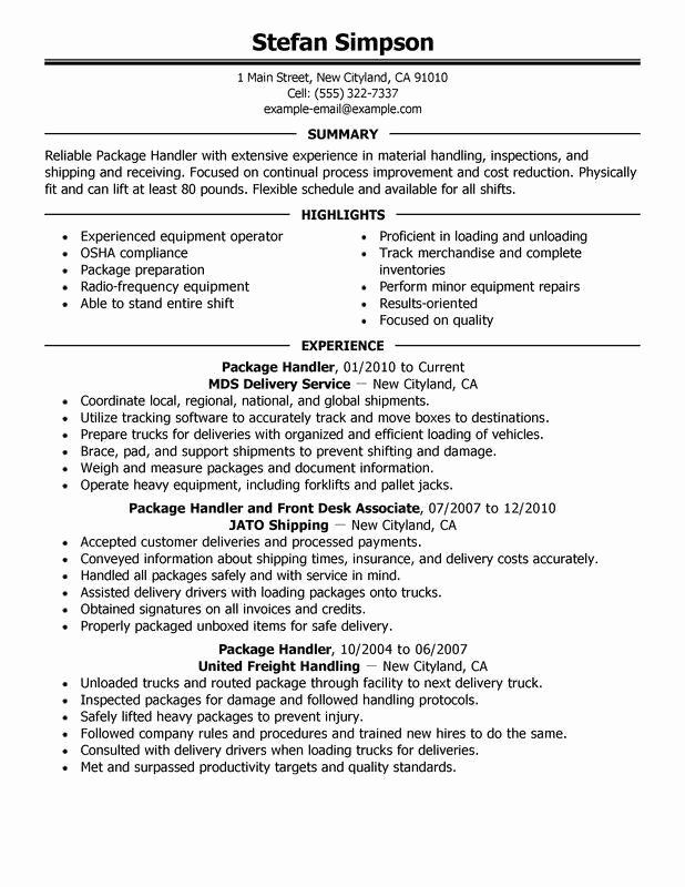 Warehouse Resume Examples No Experience