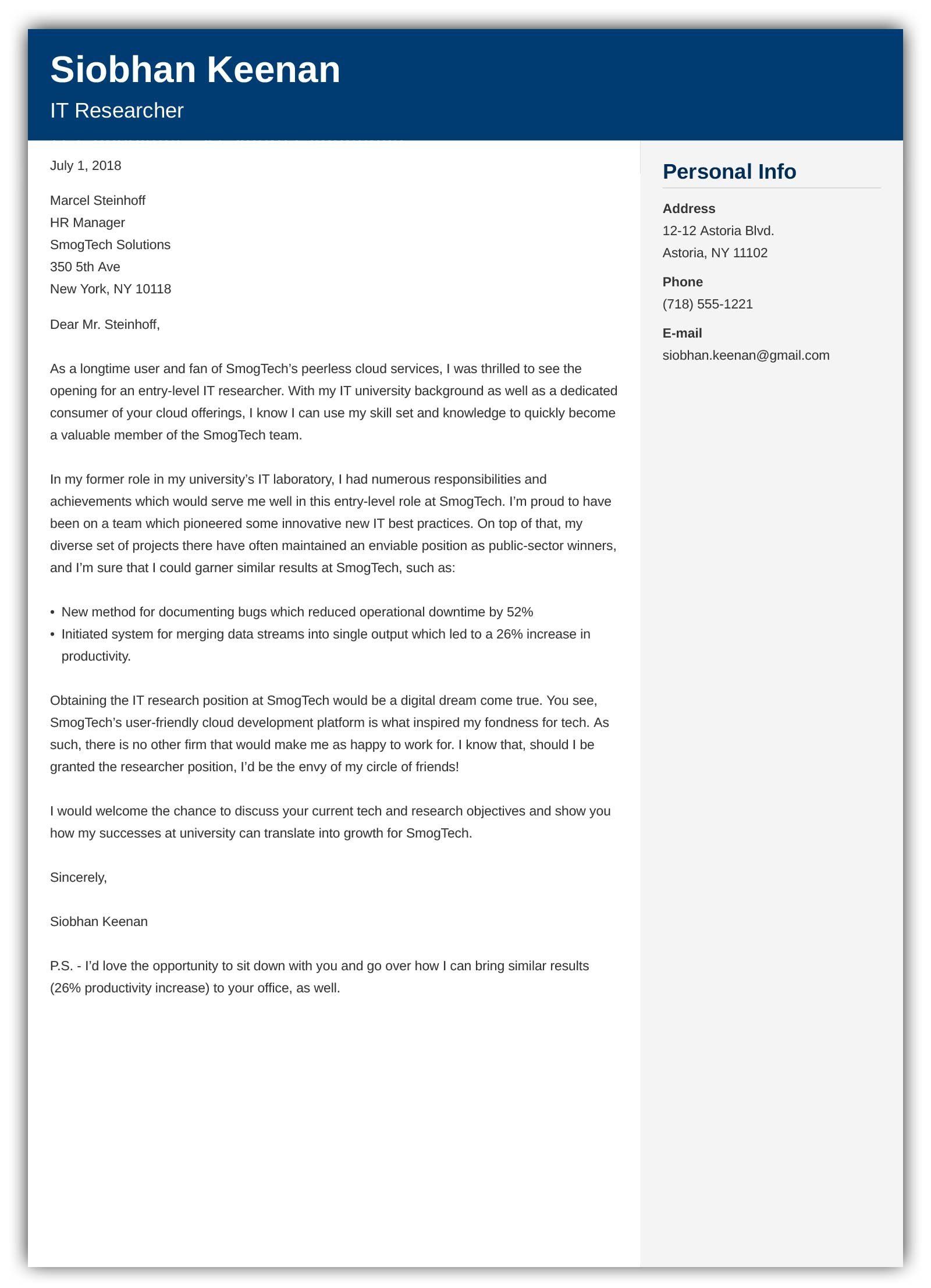 example of cover letter for hr internship with no experience