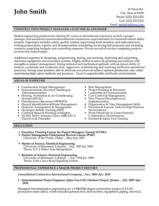 Construction Resume Examples