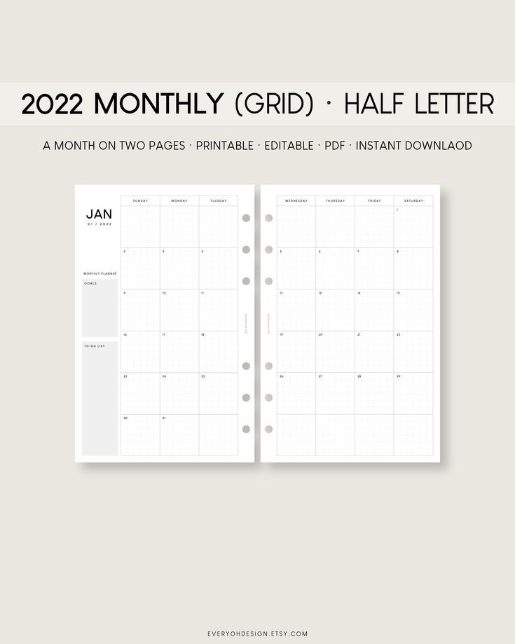 Day Designer Monthly Calendar 2022
