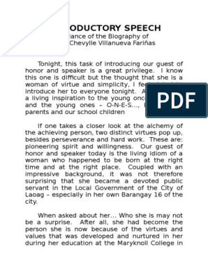 Sample Script For Introduction Of Guest Speaker Pdf