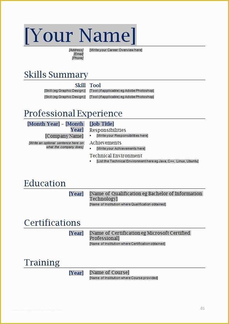 Cv Examples Word Free Download