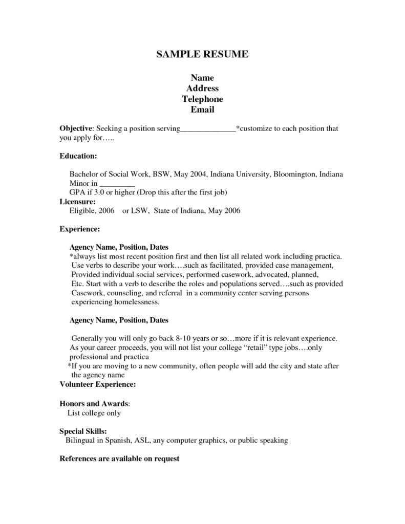 resume work experience format