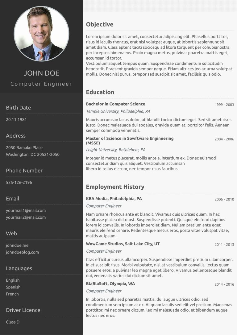 One Page Resume Examples