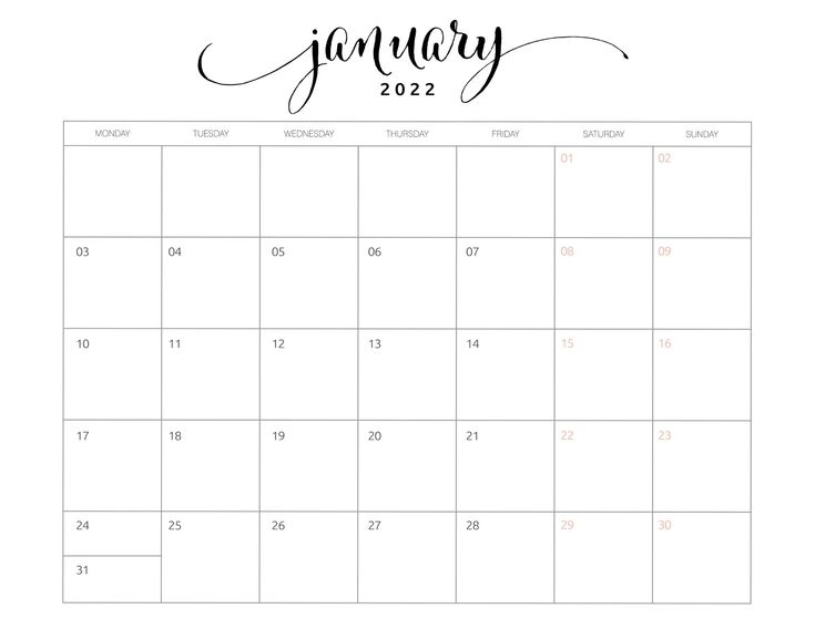January 2022 Calendar Design