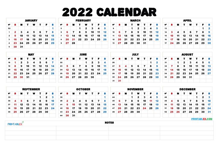 Calendar Layout 2022
