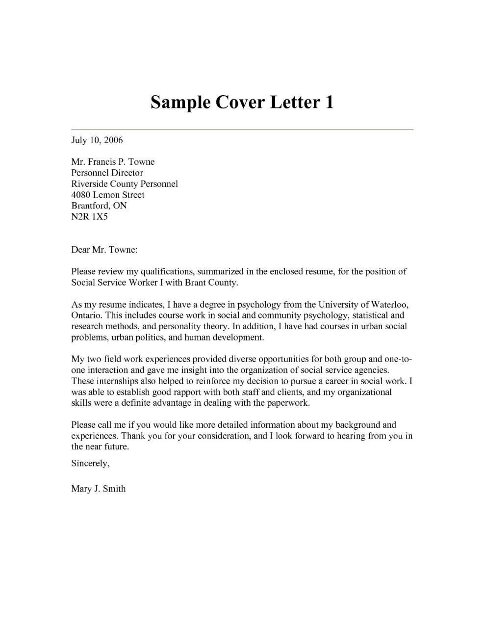 Social Work Cover Letter Examples – Coverletterpedia