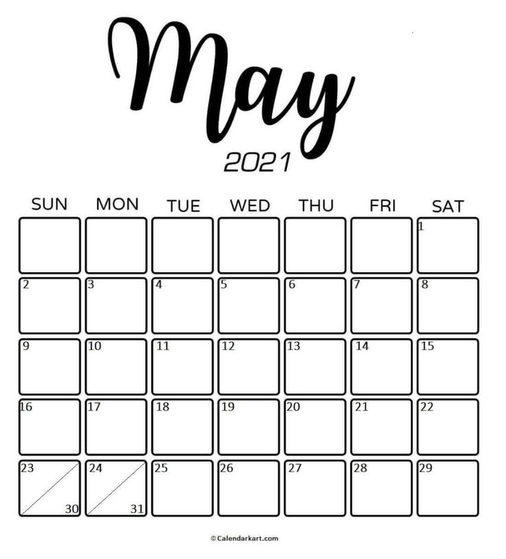 May 2021 Calendar Cute Design