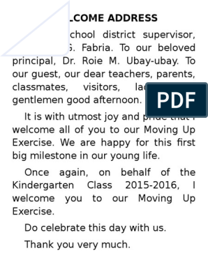 elementary school graduation speech by principal