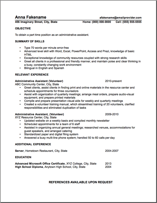 Experience Resume Sample Format