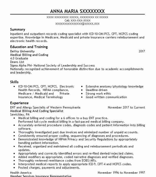 Billing Specialist Resume
