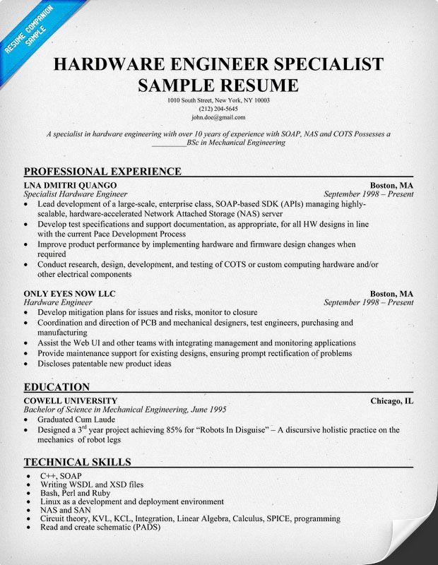 It Specialist Resume Objective