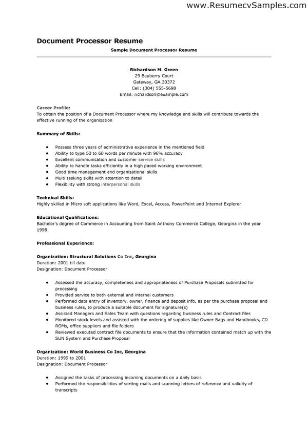 Clerical Resume Examples