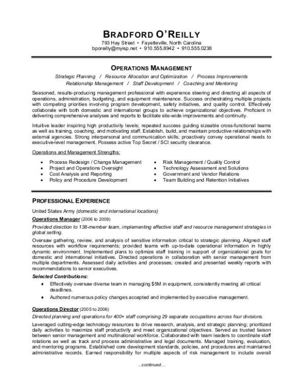 Military Resume Examples