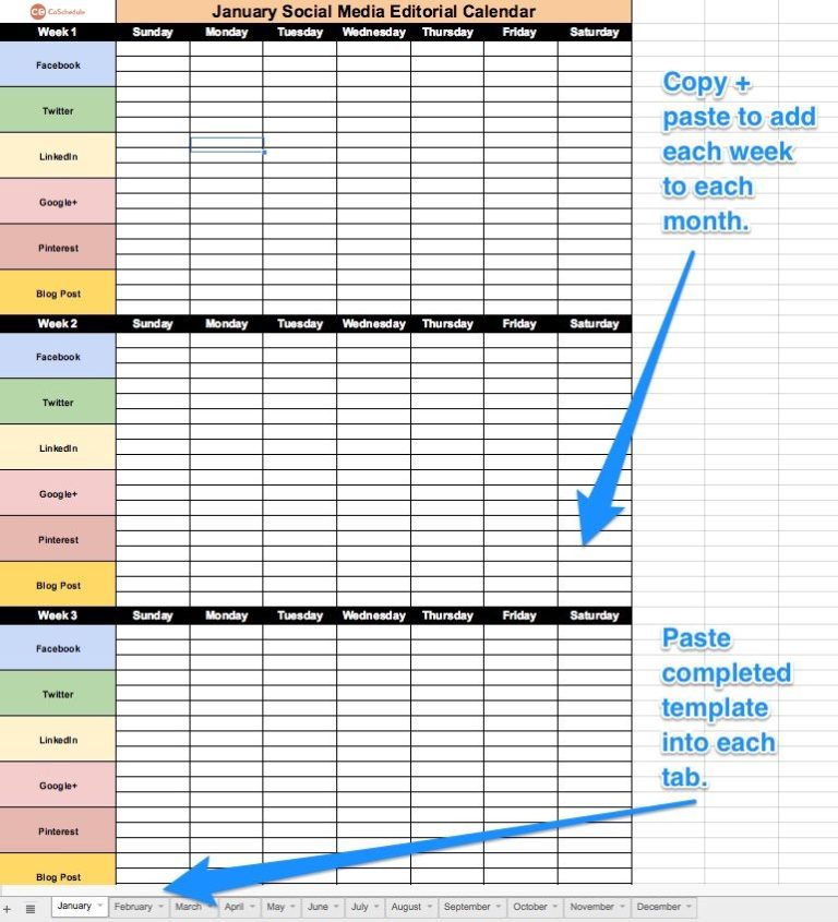 Sample Social Media Calendar