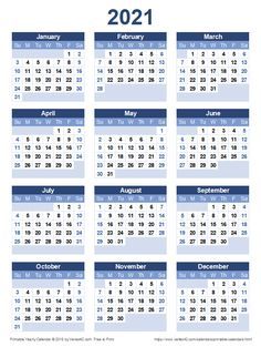 Calendar 2021 Dates